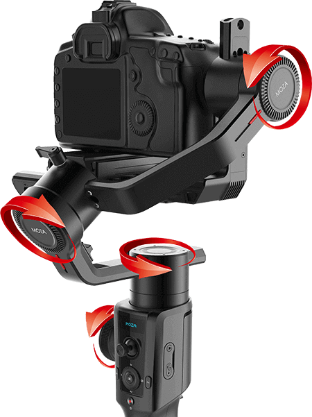 MOZA Air 2 Appareil Photo DSLR stabilisateur 3 Axes portatif 4,2 kg Charge utile 16 h Temps de Mise au Point pour Caméscope Canon Nikon Sony Rouge Blackmagic 